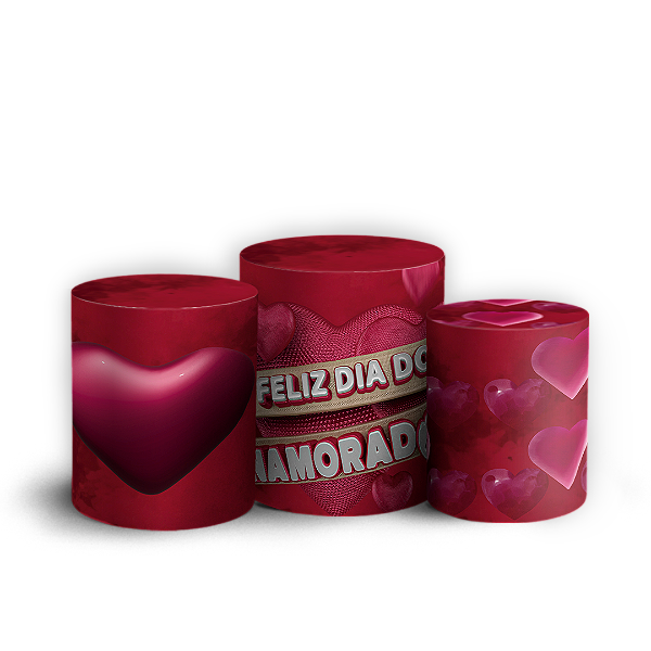 Trio Cilindro - Dia Dos Namorados - Sublimado 3D + Elástico