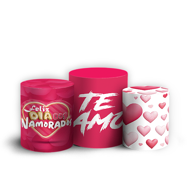 Trio Cilindro - Dia Dos Namorados - Sublimado 3D + Elástico