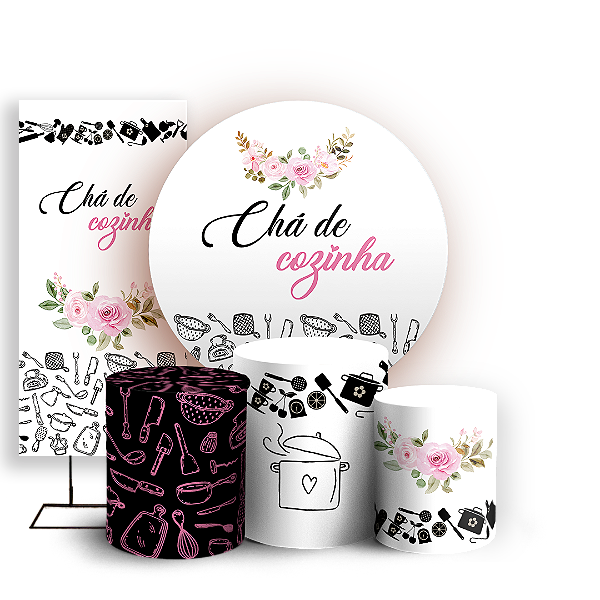 KIT Redondo Trio e Faixa - Cha de Cozinha - Sublimado 3D