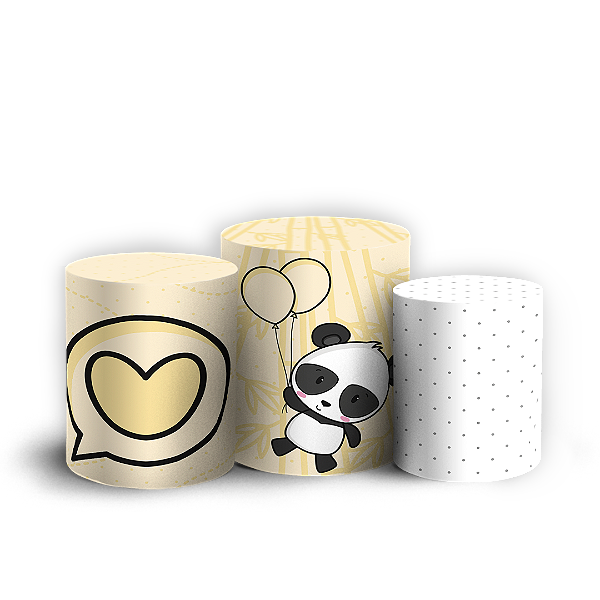 Trio Cilindro - Panda - Sublimado 3D + Elástico