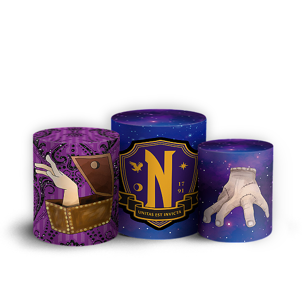 Trio Cilindro - Wandinha - Sublimado 3D + Elástico