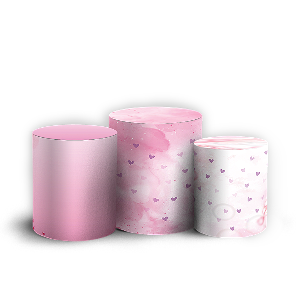 Trio Cilindro - Maos Amor Coracao - Sublimado 3D + Elástico