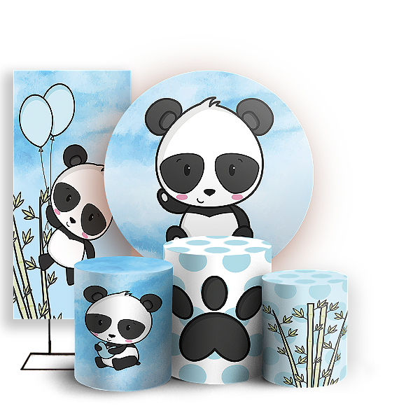 KIT Redondo Trio e Faixa - Panda - Sublimado 3D