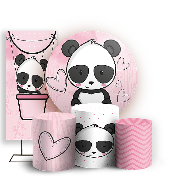 KIT Redondo Trio e Faixa - Panda - Sublimado 3D