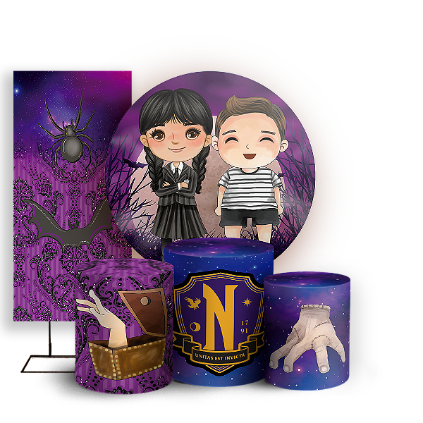 KIT Redondo Trio e Faixa - Wandinha - Sublimado 3D