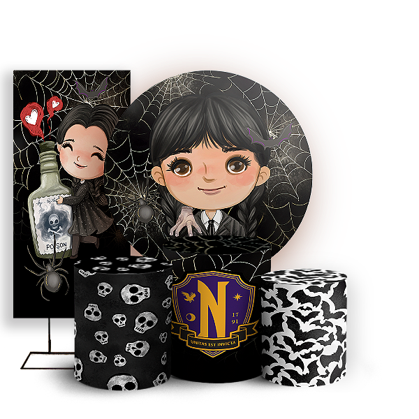 KIT Redondo Trio e Faixa - Wandinha - Sublimado 3D