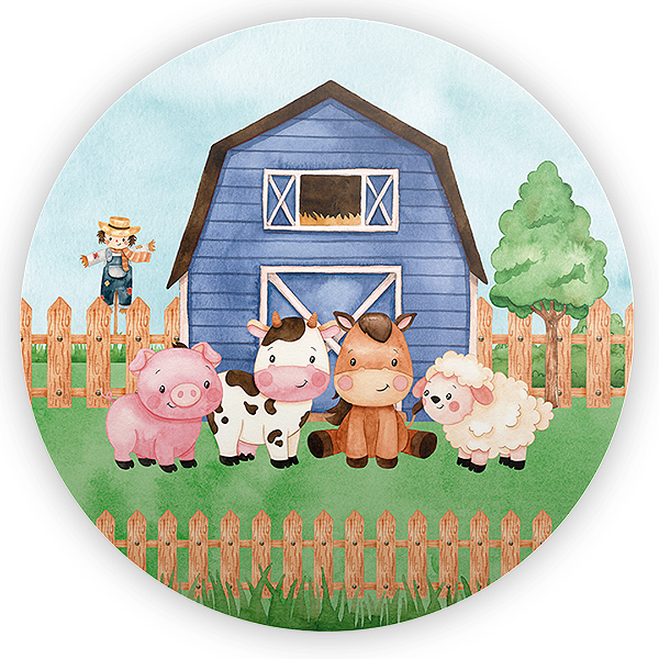 Painel Redondo - Fazendinha - Sublimado 3D