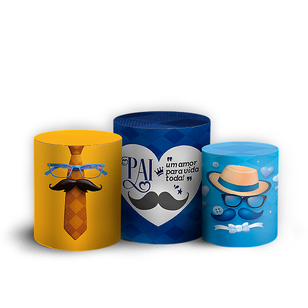 Trio Cilindro - Dia dos Pais - Sublimado 3D + Elástico