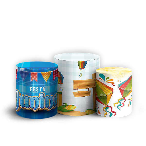 Trio Cilindro - Festa Junina - Sublimado 3D + Elástico