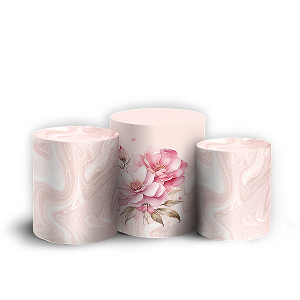 Trio Cilindro - Floral - Sublimado 3D + Elástico