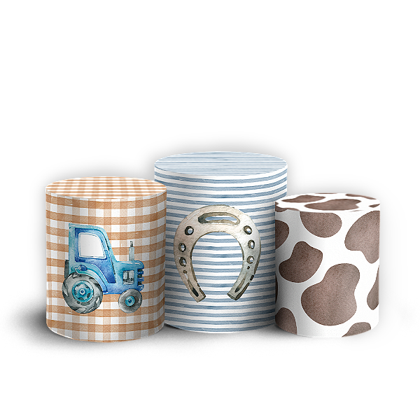 Trio Cilindro - Fazendinha - Sublimado 3D + Elástico