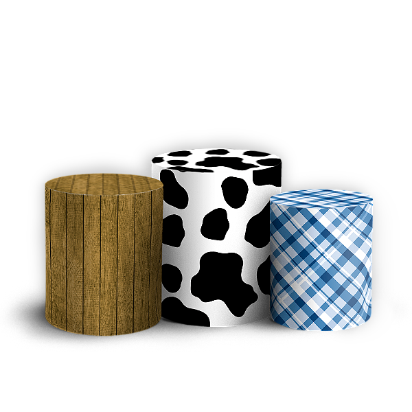 Trio Cilindro - Fazendinha - Sublimado 3D + Elástico