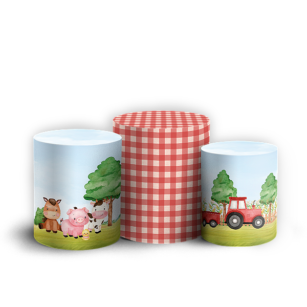 Trio Cilindro - Fazendinha - Sublimado 3D + Elástico
