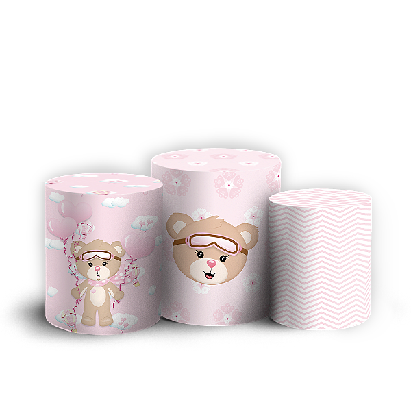 Trio Cilindro - Ursinha Baloeira - Sublimado 3D + Elástico