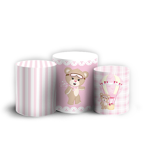 Trio Cilindro - Ursinha Baloeira - Sublimado 3D + Elástico