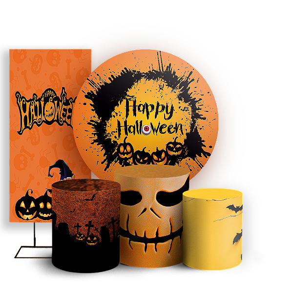 KIT Redondo Trio e Faixa - Dia das Bruxas - Sublimado 3D