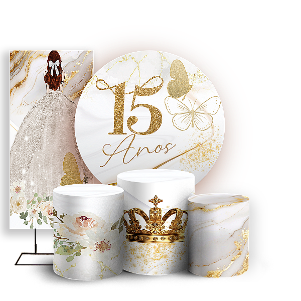 KIT Redondo Trio e Faixa - 15 Anos - Sublimado 3D