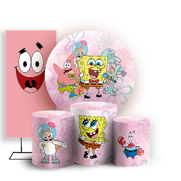 KIT Redondo Trio e Faixa - Bob Esponja - Sublimado 3D