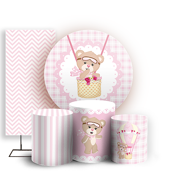 KIT Redondo Trio e Faixa - Ursinha Baloeira - Sublimado 3D