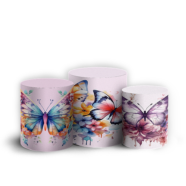 Trio Cilindro - Borboletas - Sublimado 3D
