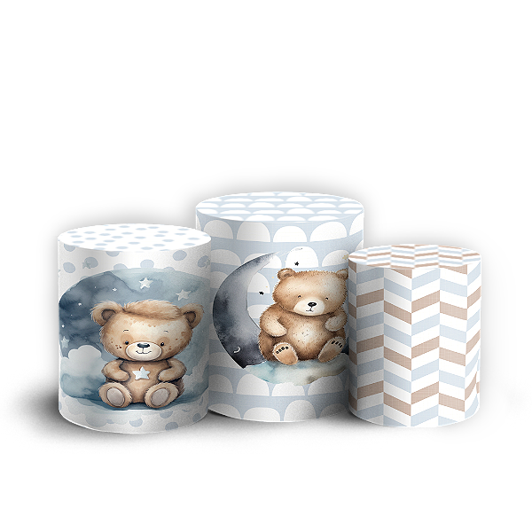 Trio Cilindro - Urso Azul - Sublimado 3D
