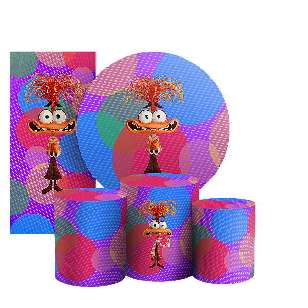 KIT Redondo Trio e Faixa - Ansiedade Divertida Mente - Sublimado 3D