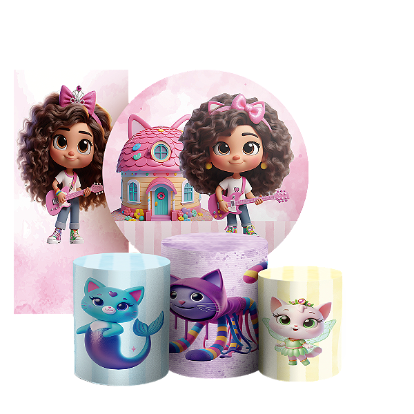 KIT Redondo Trio e Faixa - Casa Mágica da Gabby - Sublimado 3D