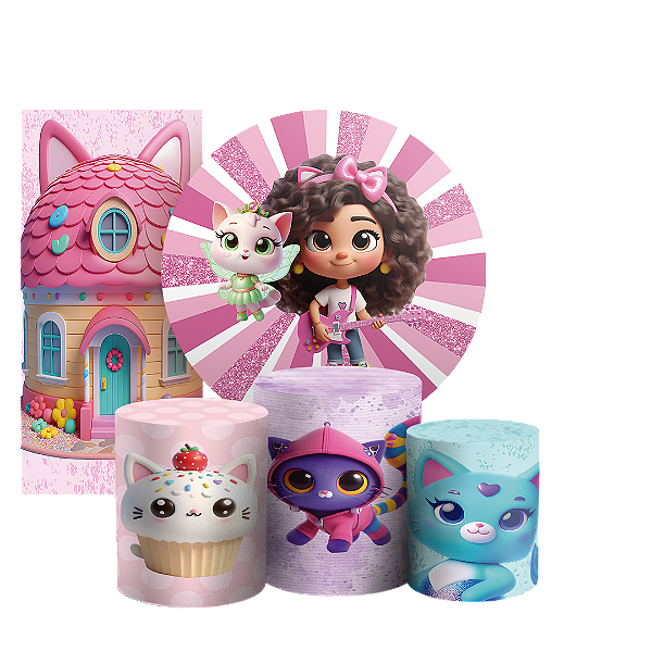 KIT Redondo Trio e Faixa - Casa Mágica da Gabby - Sublimado 3D