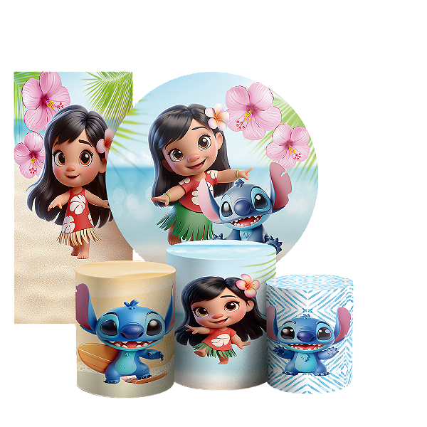 KIT Redondo Trio e Faixa - Lilo e Stitch - Sublimado 3D