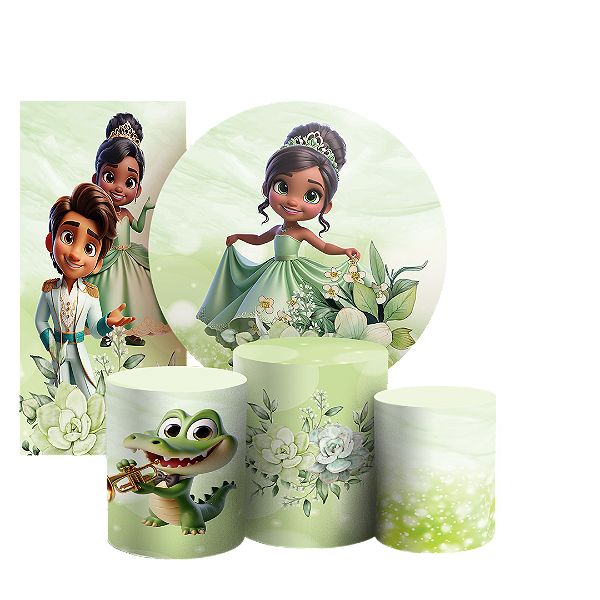 KIT Redondo Trio e Faixa - Princesa Tiana - Sublimado 3D