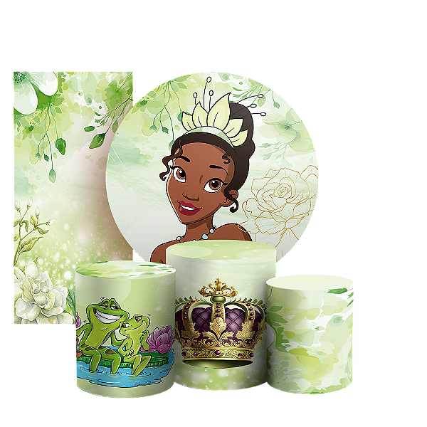 KIT Redondo Trio e Faixa - Princesa Tiana - Sublimado 3D