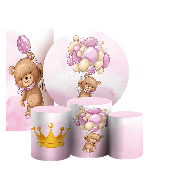 KIT Redondo Trio e Faixa - Ursinha Balao - Sublimado 3D