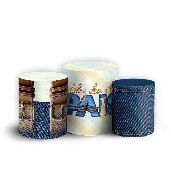Trio Cilindro - Dia Dos Pais - Sublimado 3D + Elástico