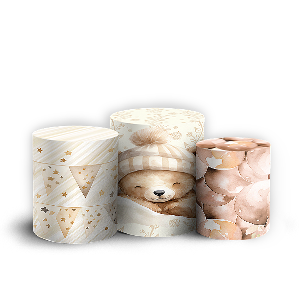 Trio Cilindro - Urso Marrom - Sublimado 3D