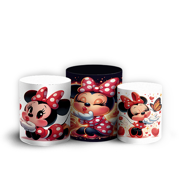 Trio Cilindro - Minnie Vermelha Cute - Sublimado 3D