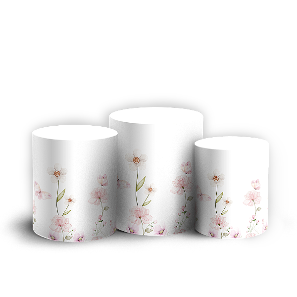 Trio Cilindro - Jardim Floral - Sublimado 3D