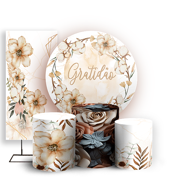 KIT Redondo Trio e Faixa - Floral - Sublimado 3D