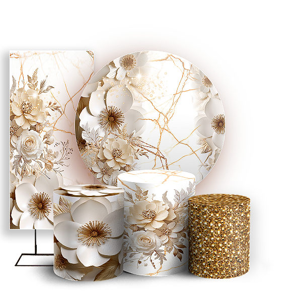 KIT Redondo Trio e Faixa - Floral - Sublimado 3D