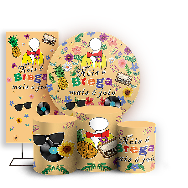 KIT Redondo Trio e Faixa - Festa Junina Nois e Brega - Sublimado 3D