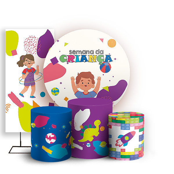 KIT Redondo Trio e Faixa - Dia das Criancas - Sublimado 3D