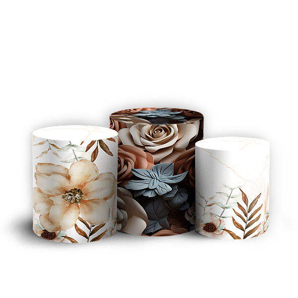 Trio Cilindro - Floral - Sublimado 3D
