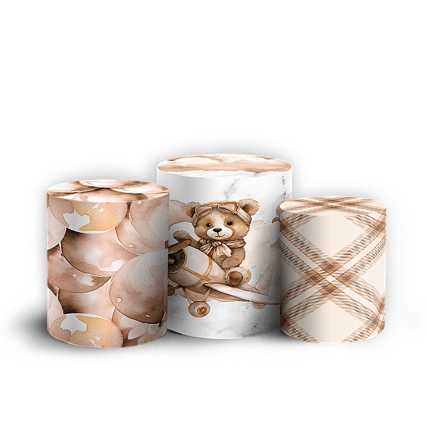 Trio Cilindro - Urso Marrom - Sublimado 3D