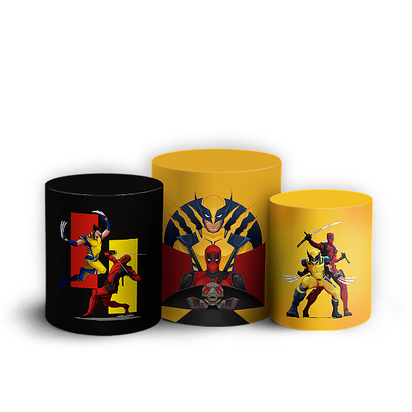 Trio Cilindro - Dead Pool e Wolverine - Sublimado 3D