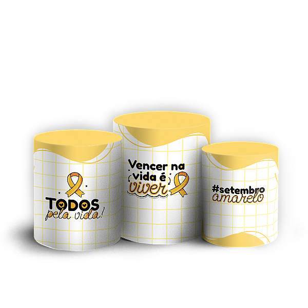 Trio Cilindro - Setembro Amarelo - Sublimado 3D