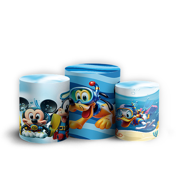 Trio Cilindro - Mickey Fundo Mar - Sublimado 3D