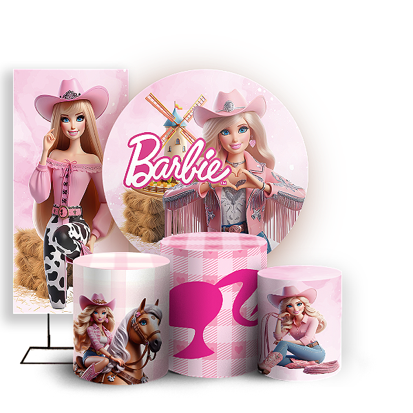 KIT Redondo Trio e Faixa - Barbie - Sublimado 3D