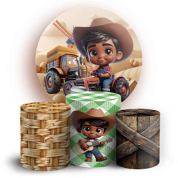 KIT Redondo e Trio - Fazendinha Menino - Sublimado 3D