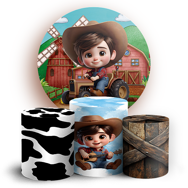 KIT Redondo e Trio - Fazendinha Menino - Sublimado 3D