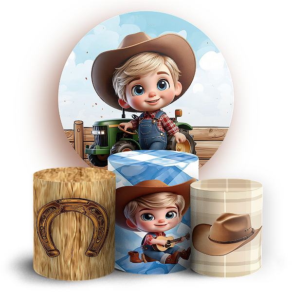 KIT Redondo e Trio - Fazendinha Menino - Sublimado 3D