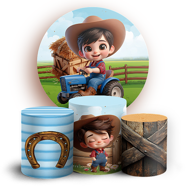 KIT Redondo e Trio - Fazendinha Menino - Sublimado 3D